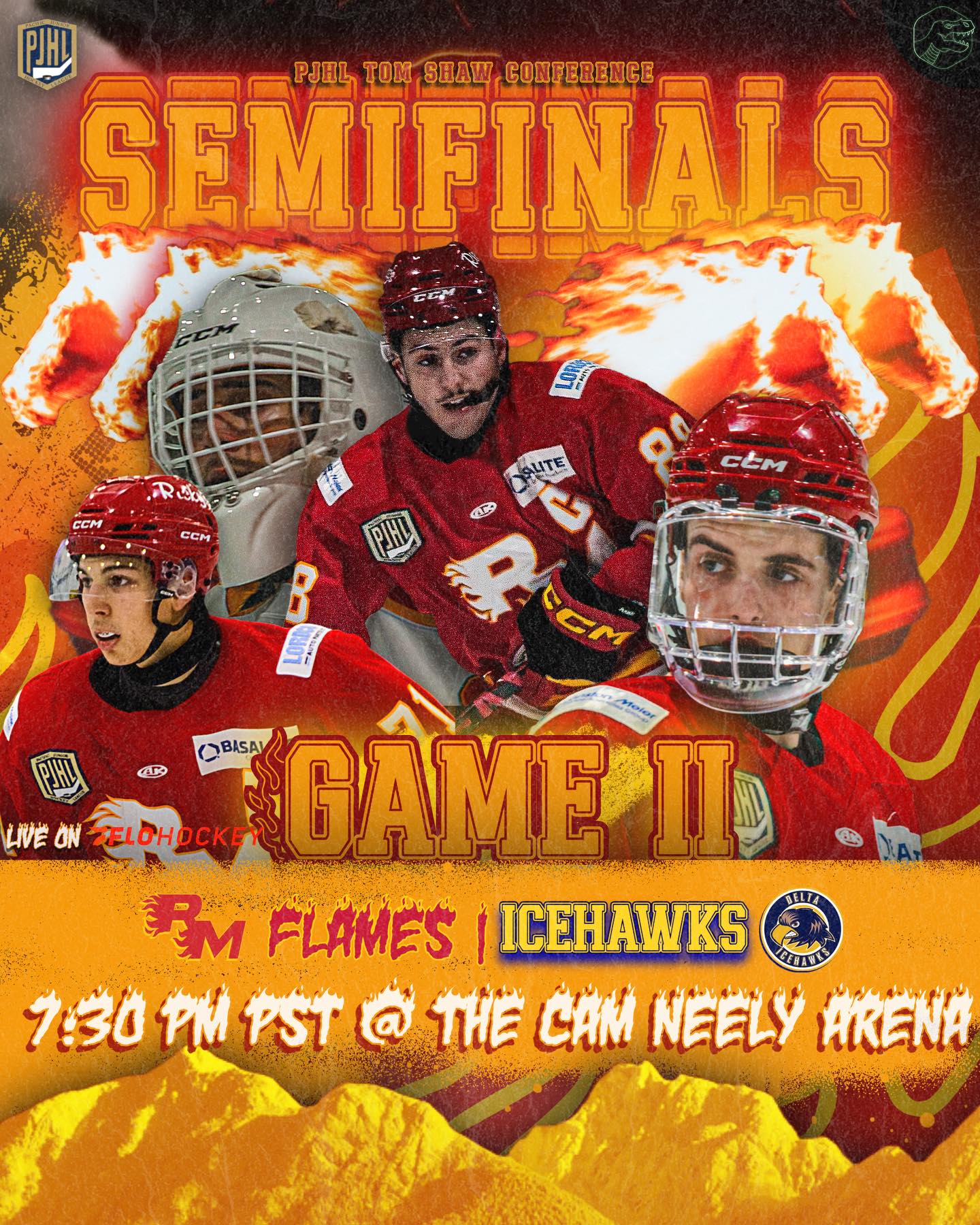 FLAMES GAME DAY!
Semifinals Game 2!
📍- The Cam 
🆚 - @icehawks 
⏰ - 7:30pm puck drop 
📺 - @flohockey 
🔥🔥🔥🔥