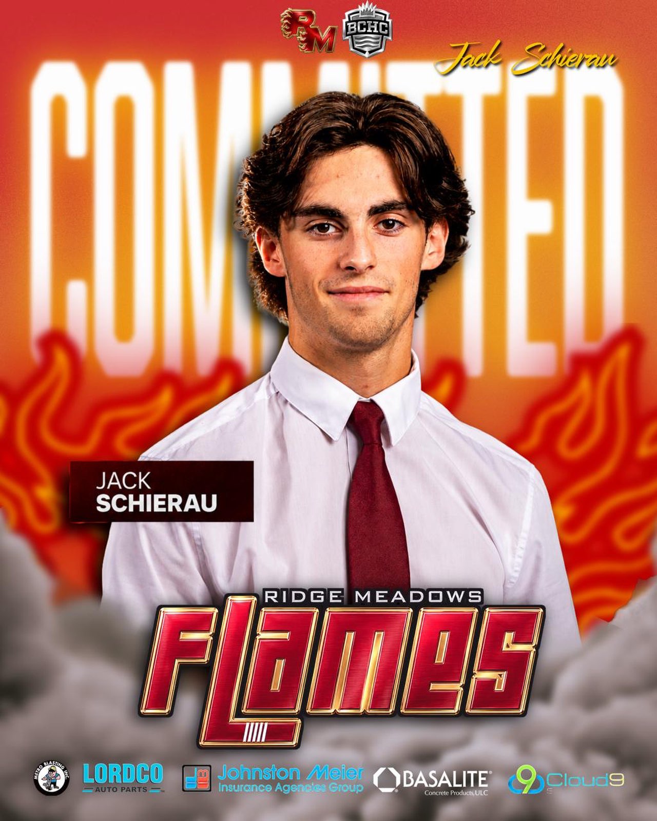 COMMITTED‼️‼️
We are proud to announce the commitment of Jack Schierau (F-2006) for the 2026/27 season.  Jack is from Port Moody, BC and is an alumni of the AJHL, SJHL, and NCDC.  He also had a decorated four-year career with @vnechiefs_aaa of the @bcehl_aaa zone program - culminating in being team captain of the Chiefs 2023/24 U18 AAA team that won the BCEHL Provincial Championship.  Jack is a high character athlete with strong leadership skills and an impressive dedication to the game who is very familiar with our returning group of athletes.  We are excited to have him finish is junior hockey career in Ridge wearing our Red, White, & Gold!
Welcome to the Flames, Jack!
🔥🔥🔥