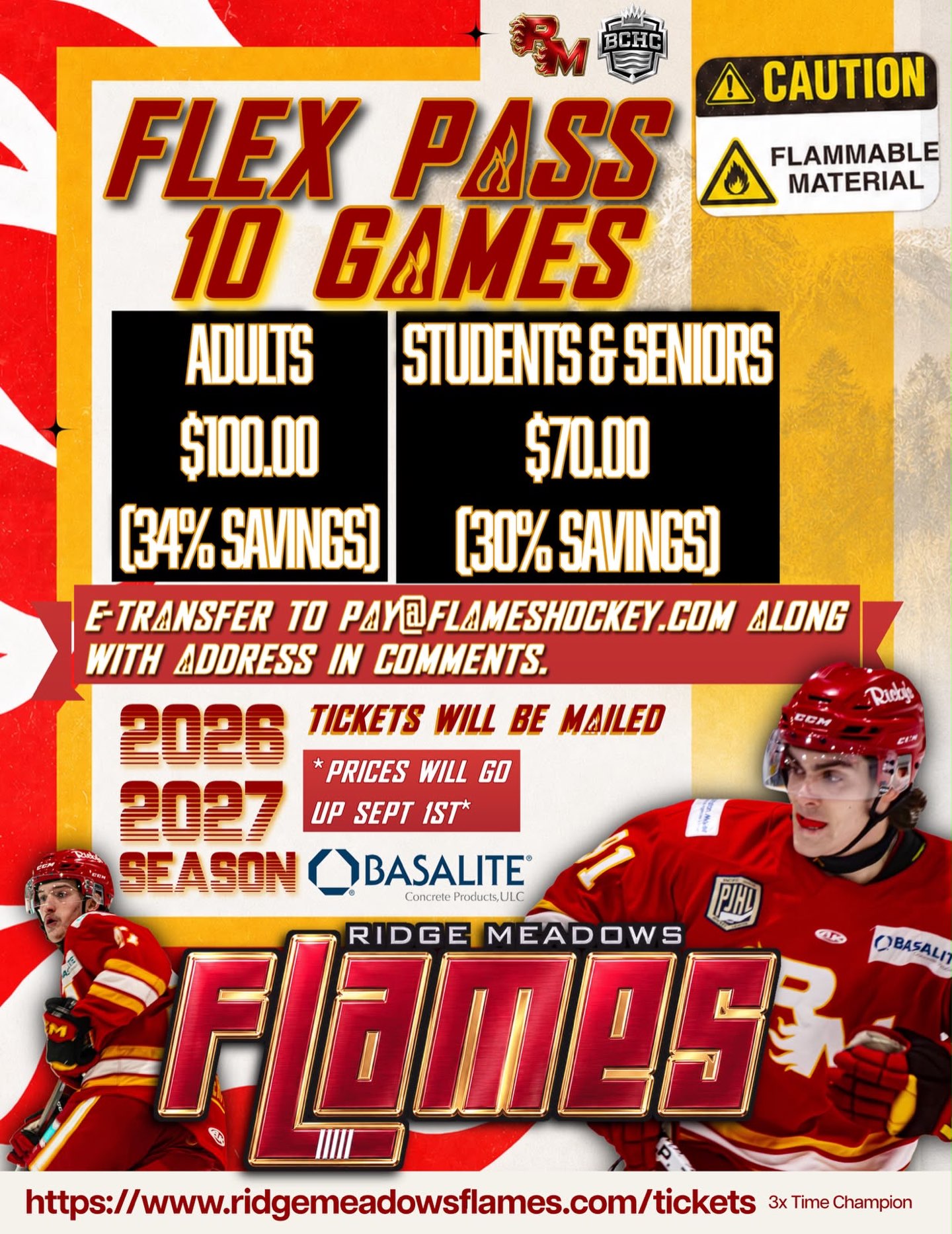 🎟️TICKET SALES - 10 GAME FLEX PASSES 🎟️

Support your local Junior A team - proud members of the British Columbia Hockey Conference!

Get your tickets now for big savings.  Prices change September 1. 

See the link in our bio!

🔥🔥🔥