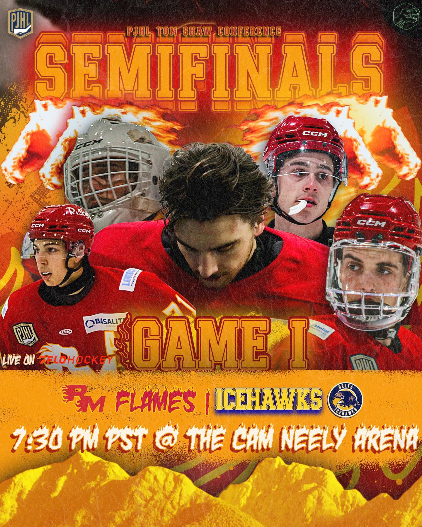 FLAMES GAME DAY!
Semifinals Game 1!
📍- The Cam 
🆚 - @icehawks 
⏰ - 7:30pm puck drop 
📺 - @flohockey 
🔥🔥🔥🔥